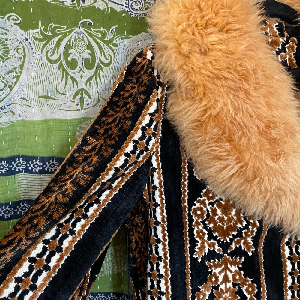 Vtg 1960's Country Pacer Multicolored Tapestry Faux Fur Penny Lane Coat Size S/M - Picture 3 of 16